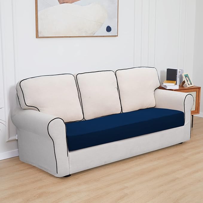 Easy-Going 100% Waterproof Oversized Sofa Seat Cushion Slipcovers Couch Cushion Cover Stretch Furniture Protector for Kids, Pets (Oversized Sofa Cushion, Navy)