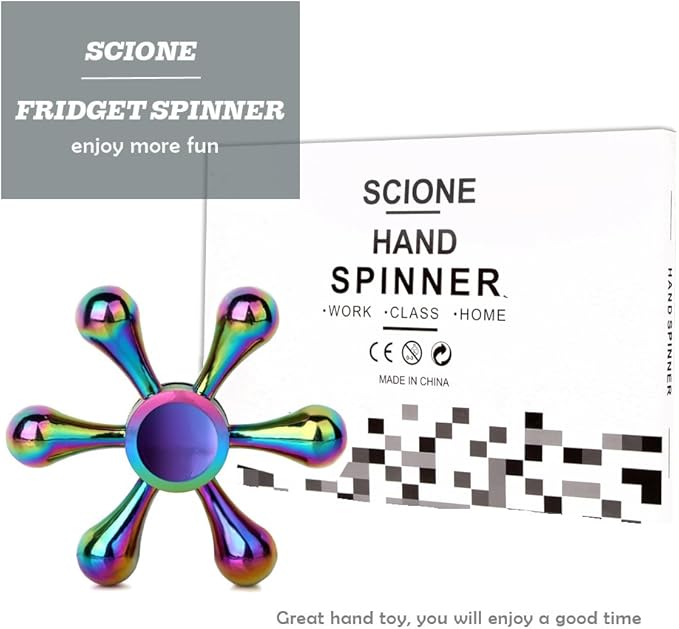 SCIONE Metal Fidget Spinner, Sensory Hand Fidget Toy 5 Pack-Anxiety Toys Stress Relief Reducer, Party Favors for Kid Adult, Gifts for Kids, Classroom Prizes, Party Favors Supplies