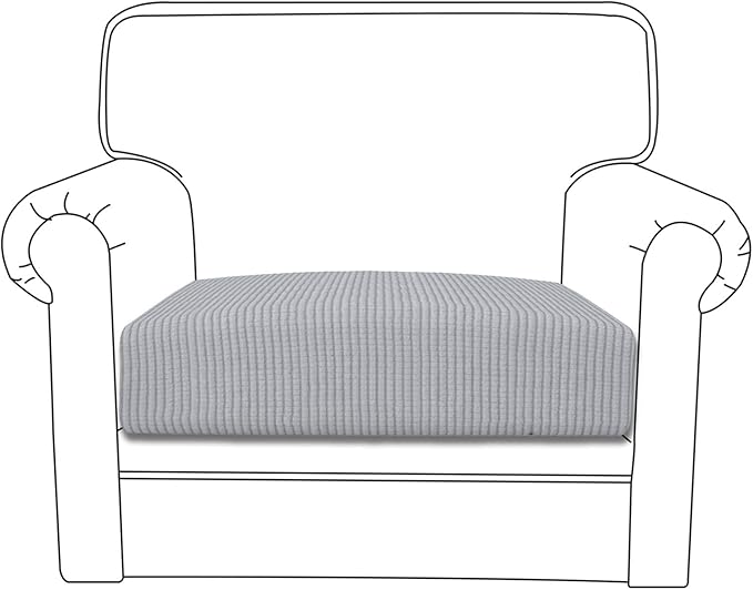 Easy-Going Stretch Chair Cushion Cover Sofa Cushion Furniture Protector Sofa Seat Sofa Slipcover Sofa Cover Soft Flexibility with Elastic Bottom(Chair Cushion, Silver Gray)