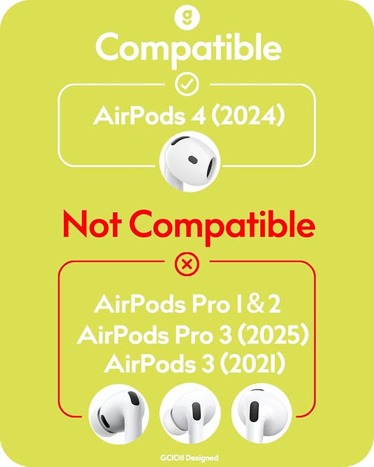 Gcioii 3 Pairs for AirPods 4 Ear Hooks Covers [Added Storage Pouch] Anti-Slip Accessories Compatible with Apple AirPods 4th Generation (Translucent)