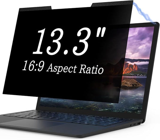 Magnetic Laptop Privacy Screen 13.3 Inch for 16:9 Computer Monitor, Removable 13.3” Anti Glare Protector Blue Light Filter Shield Compatible with HP Dell Xps Acer Asus Samsung Lenovo ThinkPad Envy