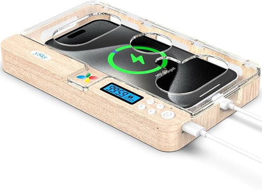ySky Portable Timed Phone Lock Box for iPhone and Android Phones, Self-Control Timer Phone Locker Box to Help Kids,Students, Adults Focus Back,Prevent Mobile Phone Addiction(Woodgrain)