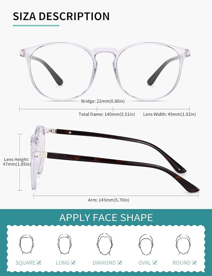 CNLO Blue Light Blocking Glasses,Computer Glasses,Anti Eyestrain, Lightweight Frame Eyeglasses Men/Women