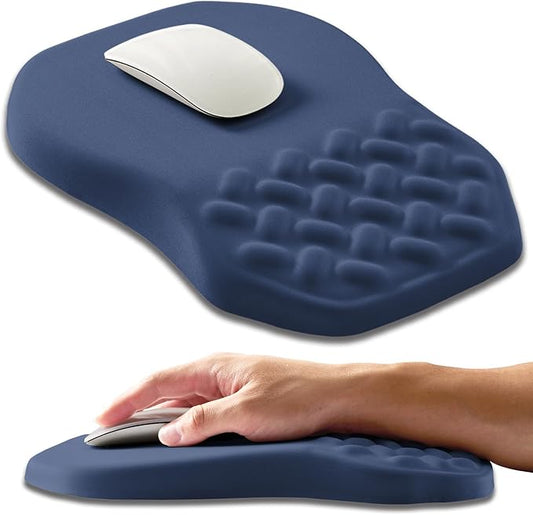 Ergonomic Slope Mouse Pad Wrist Support, Wrist Rest Mousepad for Carpal Tunnel Pain Relief with Massage Bulge and Slow Rebound Memory Foam (12x8 inch, Deep Blue)