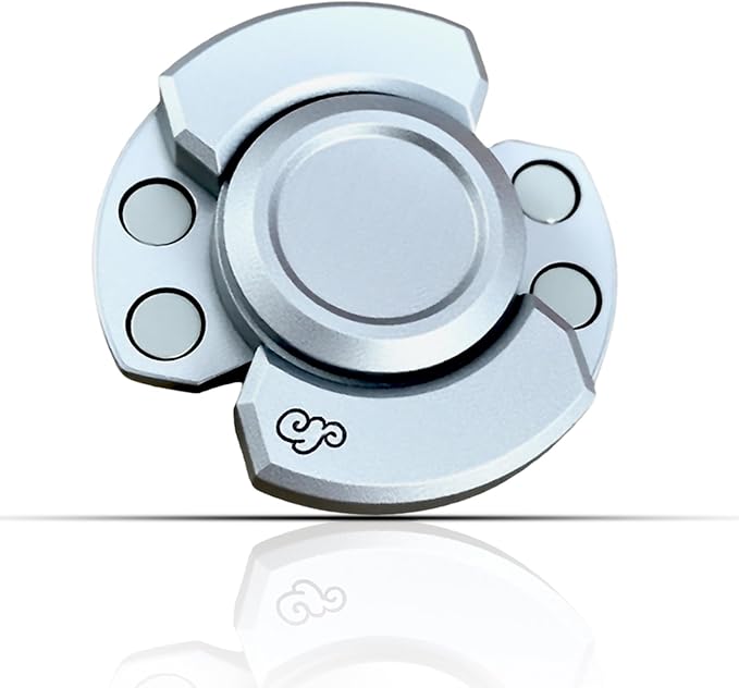 Metal Fidget Toys Adults,3 Play Model (Fidget Spinner,Fidget Clicker,Fidget Slider),Ultra-Silent,High-Speed Rotation,Compact Stress Relief Toy for Adult(Silver)