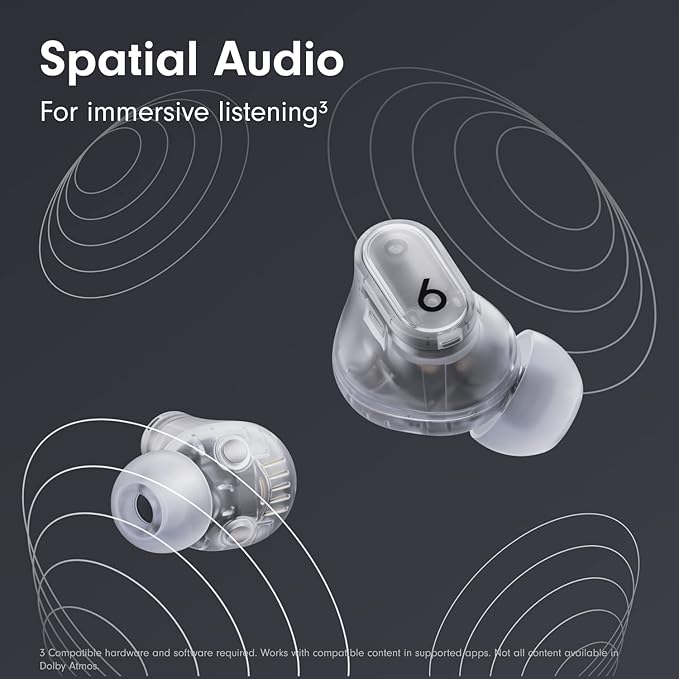 Beats Studio Buds + | True Wireless Noise Cancelling Earbuds, Enhanced Apple & Android Compatibility, Built-in Microphone, Sweat Resistant Bluetooth Headphones, Spatial Audio - Transparent