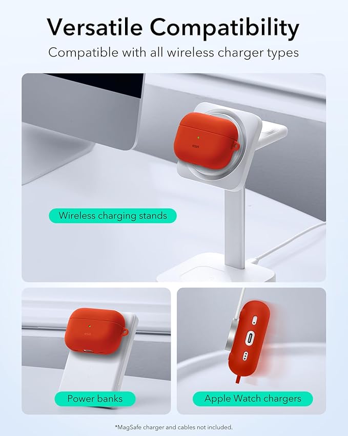 ESR for AirPods Pro 2 Case, Compatible with Airpods Pro 2nd Generation Case (2023/2022/2019), Compatible with MagSafe, Magnetic Lid Lock, Full Drop Protection, Red