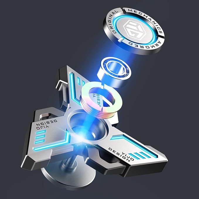 INNÔPLUS Fidget Spinner, Fidget Spinners Cool, Fidget Spinners for Adults, Stress Anxiety ADHD Relief Figets Toy, Fidget Light Up Spinner, Metal Finger Hand Spinner Toy with Luminous Light