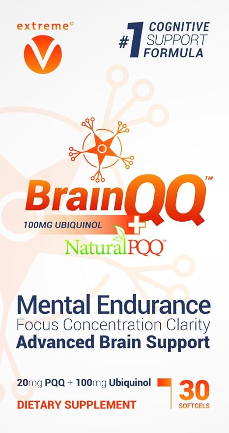 BrainQQ Get Smart! Enhanced HIGH Absorption Nootropic Brain Formula-Concentration, Focus, Clarity & Memory Peak Performance. 100mg of Ubiquinol (QH) Plus Natural PQQ 20mg