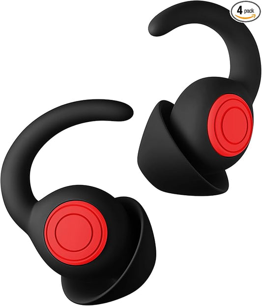 Ear Plugs for Sleeping - Noise Reduction Soft Silicone Earplugs, 2 Pairs Reusable Hearing Protection Earplugs for Noise Sensitivity, Sleep,Travel,Sound Reduction Noise Cancelling - Black