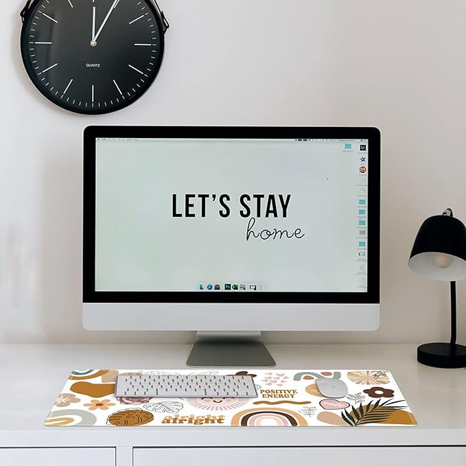 iCasso Desk Mat, Large Gaming Mouse Pad, XXL Desk Pad Stable Rubber Base Mousepad with Stitched Edges, Computer Keyboard Mat for Work, Game, Office, Home -Sticker