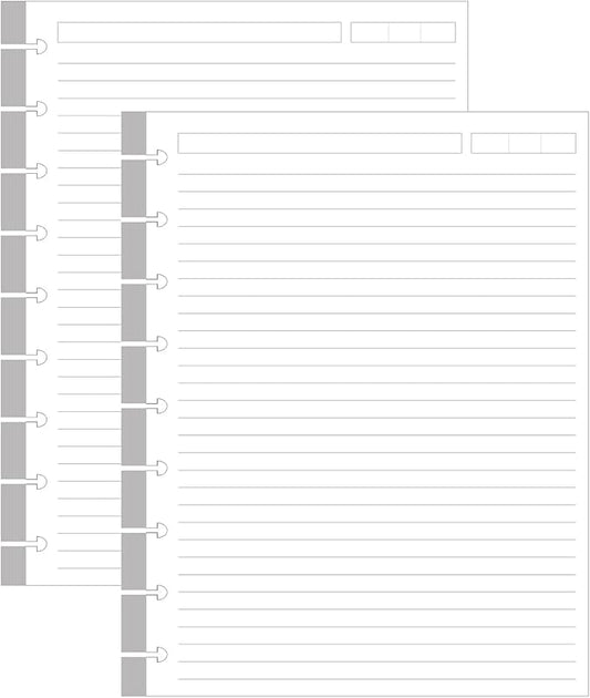 200 Sheets 9-Disc Discbound Lined Refills Paper for Happy Planners Insert, Classic Size Lined Paper, 100gsm White Paper, 7" x 9.25"