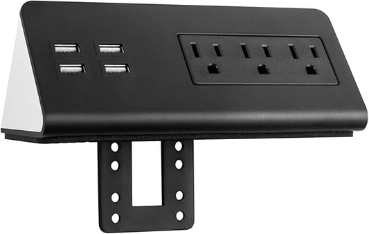 Desk Edge Mount Power Strips with USB Ports-UL Plug Outlets 1250 Joulets Surge Protector Tabletop Power Sockets for Nightstand/Home Office/Dormitory 4 USB Ports & 3AC Outlets