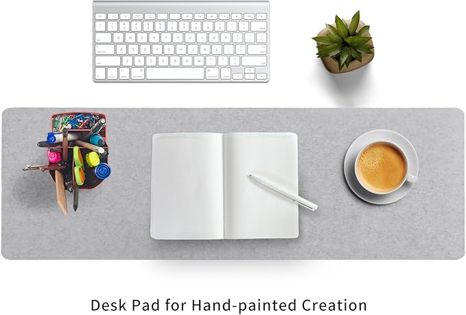 DawnTrees Felt Desk Pad,Keyboard Mat (35.8x11.8Inches),Large Felt Mouse Pad,Computer Desk Mat XL,Desk Protector for Office (Light Gray)