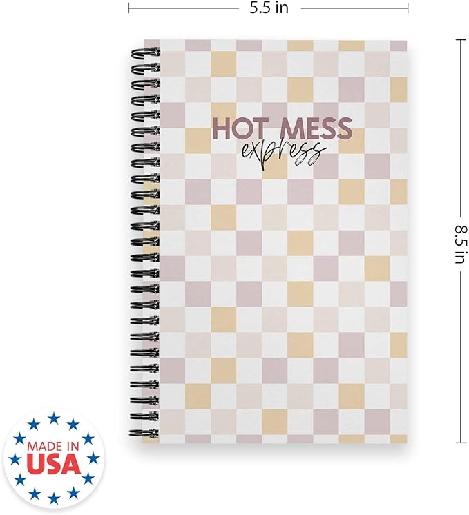Hot Mess Express Spiral Notebook / 5.5" x 8.5" Journal / 120 Planner Pages/Durable Gloss Laminated Softcover/Black Wire-o Spiral Binding/Made in The USA