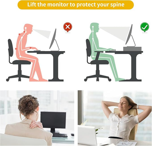 gianotter Desk Organizers and Accessories, Monitor Stand with Drawer and 2 Pen Holder, Desktop Organizer Suitable for Offices and Dormitories (Blue)