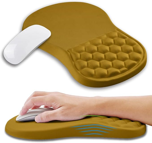 Ergonomic Mouse Pad Wrist Support with Memory Foam Massage Bulge, Carpal Tunnel Pain Relief Mousepad Wrist Rest for Mouse(12x8 inch, Golden Autumn)
