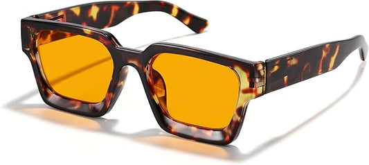 Trendy Amber Blue Light Blocking Glasses Orange Lens for Better Sleep,Computer Eye Strain Men Women Gaming Glasses