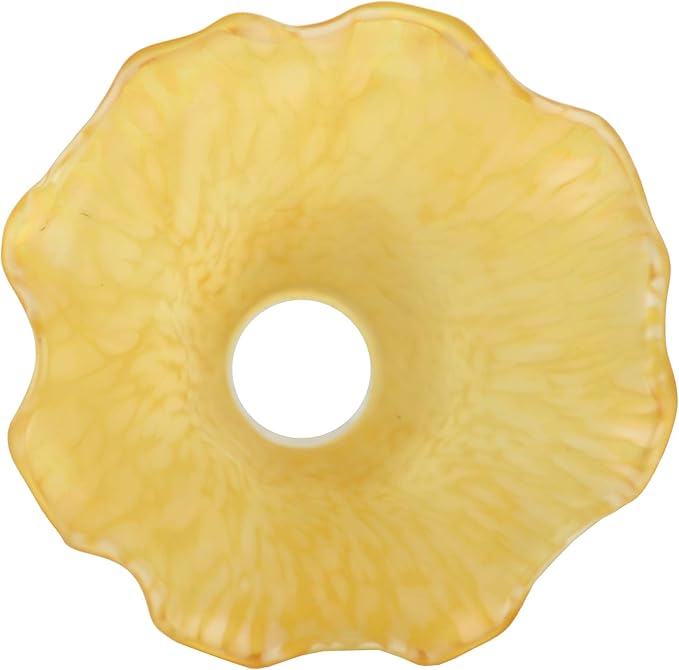 Bieye LS98S Lily Flower Blown Glass Lampshade (Yellow, Opening I.D. 0.87" x O.D. 1")