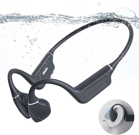 New Open-Ear Bone Conduction Headphones,Bluetooth 5.4 & 32GB Memory MP3 Player Up to 10 Hours Playtime Underwater Sport Earphones IP68 Waterproof,Built-in Mic Wireless Earbuds,for Swimming(Black)