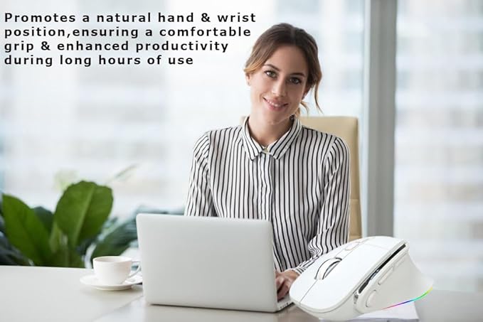 Ergonomic Mouse Large Middle Hands Dual Mode(Bluetooth+USB)Rechargeable Vertical Carpal Tunnel Bluetooth Wireless Mouse for PC/Laptop/Computer/Desktop/Tablet/ipad/Macbook Air/Pro Office Work Gift