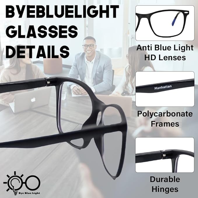 Blue Light Blocking Glasses – Lightweight, Anti-Glare & Eye Strain Relief for Gaming, Reading & Office Use