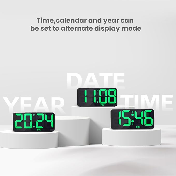 9" Digital Wall Clock with Night Light, Digital Clock with 8 RGB Colors, Dual Alarm, Snooze, Dimmer, Auto DST, Voice Control, Auto Time Sync, Clocks for Living Room, Bedroom, Perfect for Gift