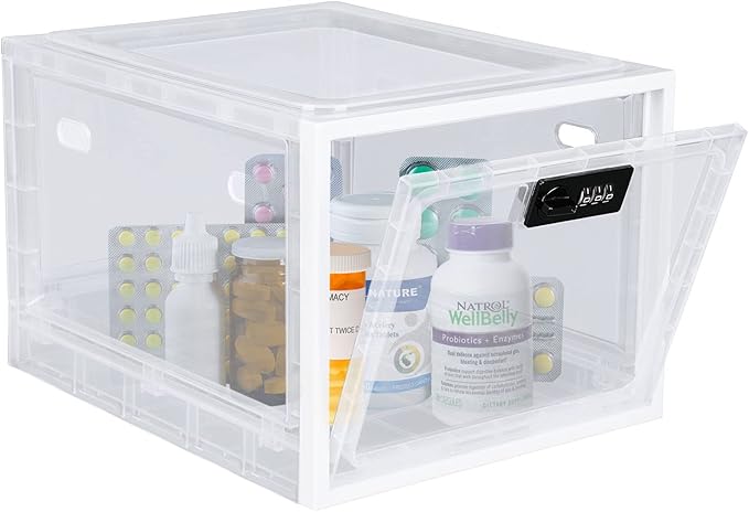 Lalifebuss Medicine Lock Box, Medication Lockable Container for Refrigerator Food Safe Locking Box Tablet Phone Locked Box for Kitchen Home School and Office Safety