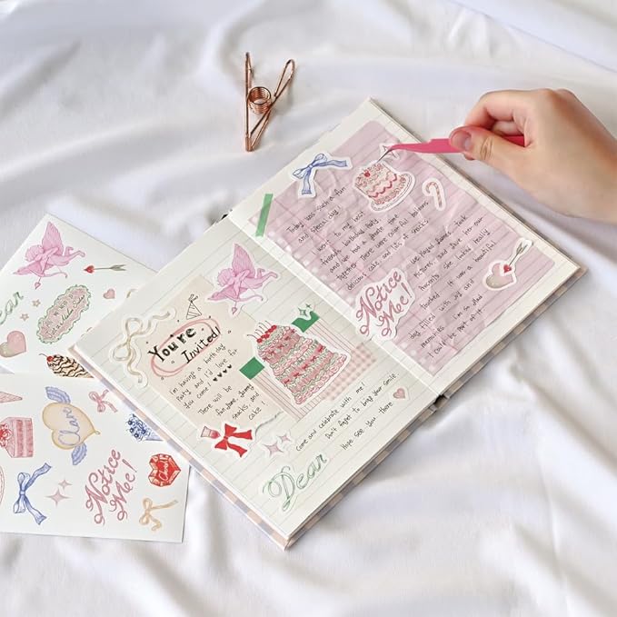 Monolike Dear Sweet Theme Sticker 6P Set - Aesthetic Removable Stickers for Journaling, Scrapbooking, Multicolor, Size: 4.33 x 5.51 inches