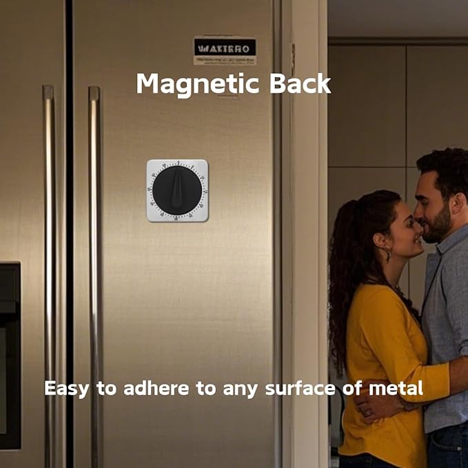 Searon Kitchen Countdown Timer Magnetic 60 Minute Wind Up Mechanical Timer Stainless Steel for Home Baking Cooking Oven (Gray Color)