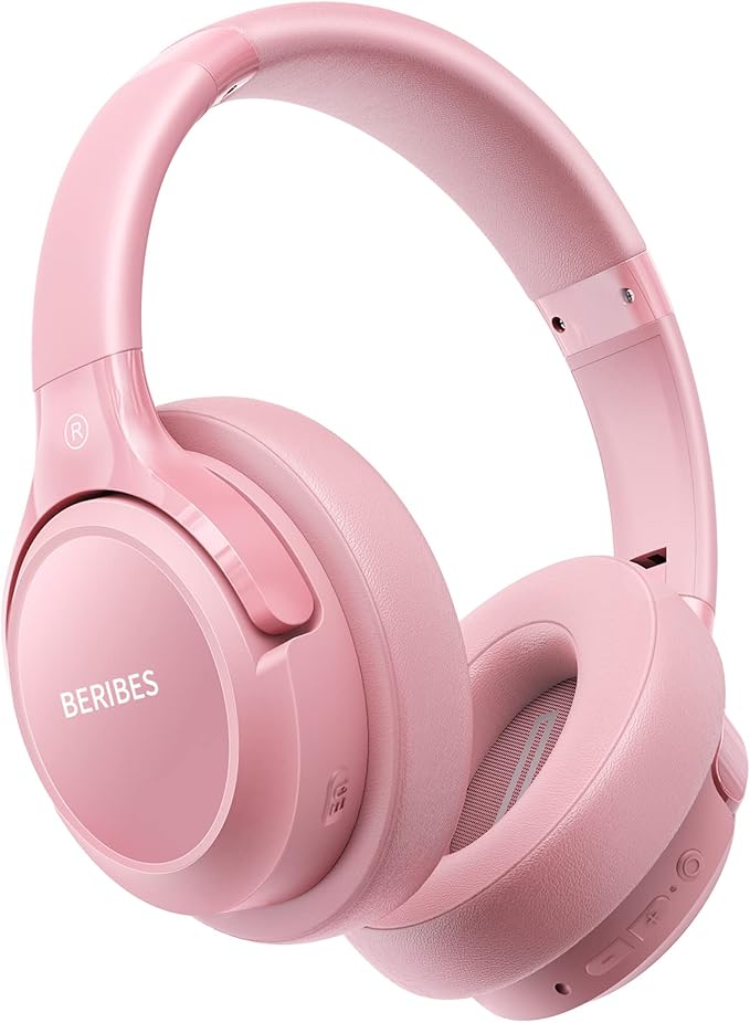 BERIBES Bluetooth Headphones Over Ear, 65H Playtime and 6 EQ Music Modes Wireless Headphone with Microphone, HiFi Stereo Foldable Lightweight Headsets, Deep Bass for Office Home Cellphone PC Ect.