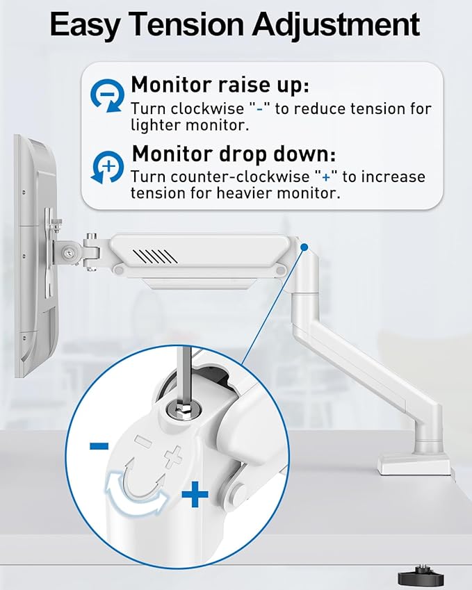 Dual Monitor Mount Fits 17 to 32 Inch Computer Screen, Dual Monitor Arm Hold 4.4-19.8lbs Each, Full Motion Monitor Desk Mounts for 2 Monitors, Gas Spring Monitor Stand, VESA Mount, Freelift