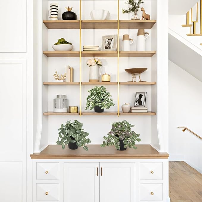 Hollyone Fake Plants 3 Packs Artificial Plants Indoor Faux Plants with Black Plastic Pot Small Fake Potted Plant for Home Aesthetic Living Room Bathroom Desk Shelf Office Decor