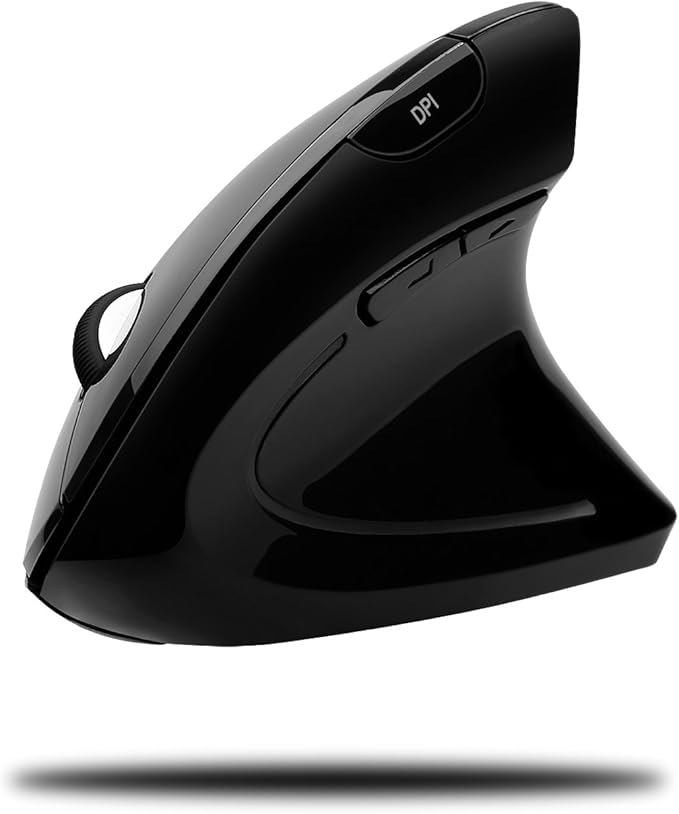 Adesso iMouse E10 - Vertical Ergonomic Optical 6-Button 2.4 GHz RF Wireless Mouse - Right Hand Orientation, Black