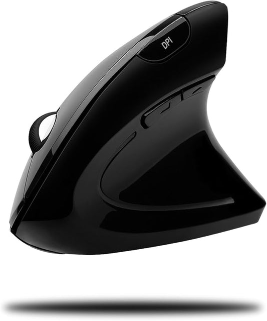 Adesso iMouse E10 - Vertical Ergonomic Optical 6-Button 2.4 GHz RF Wireless Mouse - Right Hand Orientation, Black