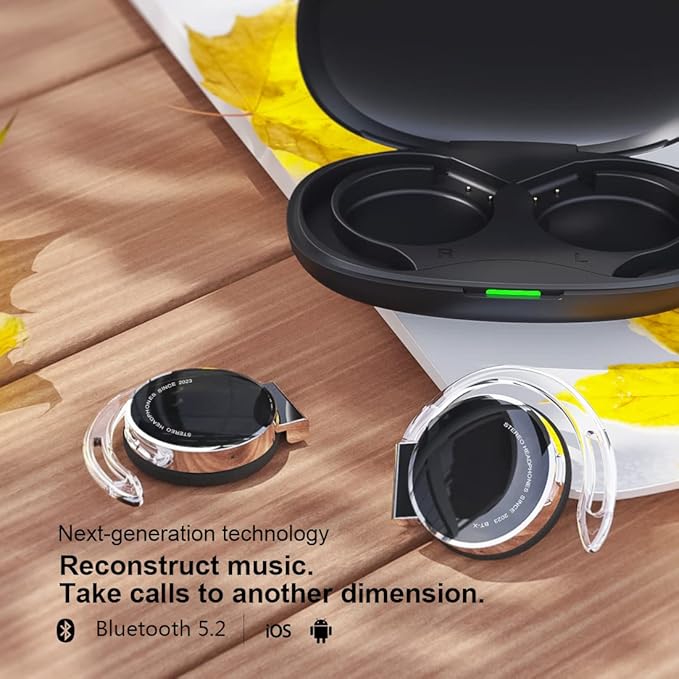 On Ear Headphones Bluetooth V5.3, Clip on Headphones Wireless, Open Ear Headphones with Earhooks, Sports Headset Bluetooth with 4 Microphones, Noise Cancelling/Long Battery Life/with Charging Case