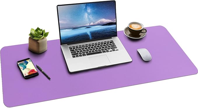 Boutilon Leather Desk Pad Protector,Non-Slip Mouse Pad,Laptop Desk Pad,Office Mouse Mat,Waterproof Leather Desk Blotter,Desk Writing Pad for Office and Home (L-Purple,35"x 17")