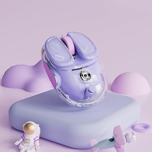 EWEADN Q9 Wireless Clear Mouse Dual Mode Bluetooth & 2.4G USB Computer Mouse with RGB Lighting, Silent Clicks, Multi-Device Compatibility for Laptop, PC, MacBook, iPad Cute Mouse-Purple