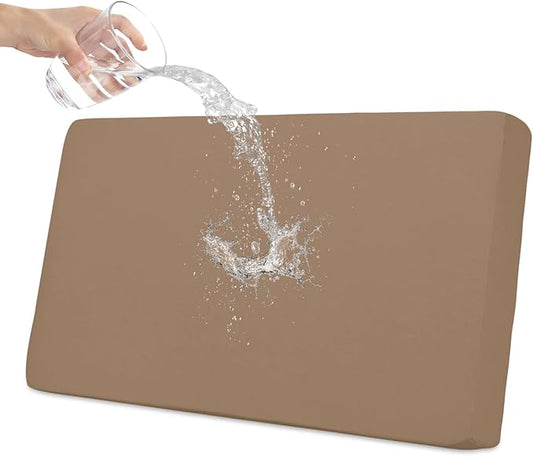 Easy-Going 100% Waterproof Loveseat Sofa Seat Cushion Slipcovers Couch Cushion Cover Stretch Furniture Protector for Kids, Pets (Loveseat Cushion, Camel)