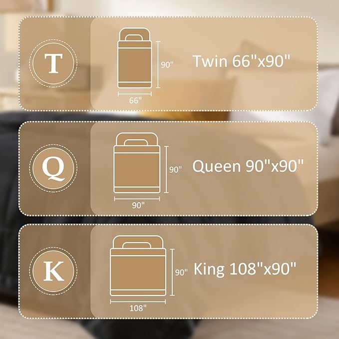 downluxe King Size Blanket with Satin Trim, Lightweight Down Alternative King Blanket for All Season, Machine Washable (Black, 108 x 90 Inch)