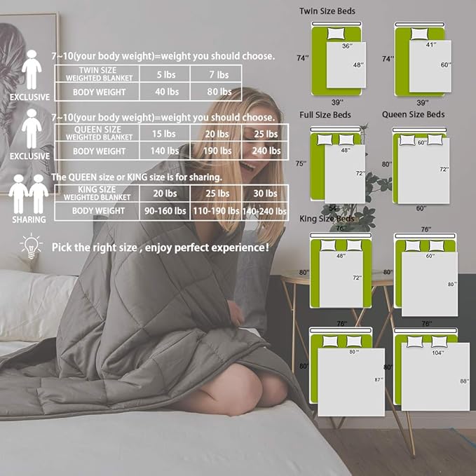 Dornroscn Weighted Blanket with Rayon | 20lbs-60’’x80’’- Queen Size Bed for Adults | Cooling Heavy Blanket Premium Glass Bead for Hot & Cold Sleepers, Dark Grey