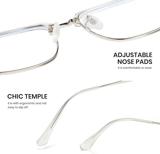 Cyxus Men Blue Light Blocking Glasses Half Rimless Computer Gaming Glasses Square Fashion Glasses 8133