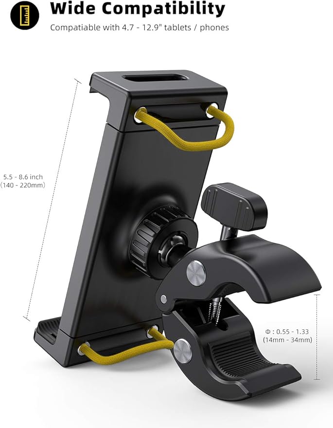 Lamicall Tablet Holder for Spin Bike - Tablets Mount Clamp for Indoor Bike Peloton, Treadmill, Exercise Bicycle Clamp for iPad Pro/Air/Mini and 4.7-12.9" Tablet