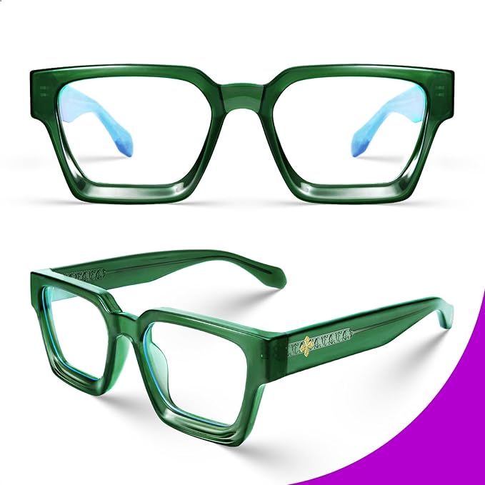 VISOONE Blue Light Blocking Glasses with TR90 Rectangle Frame and Chic Preppy Look for Women Men RIVER
