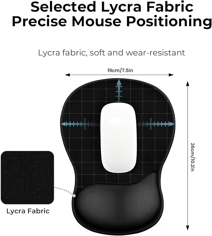 EooCoo Ergonomic Mouse Pad with Gel Wrist Rest Support Middle Concave Design, Relieve Wrist Pain Mousepad, Non-Slip Base for Laptop, Computer, Office Desk Accessories, Carpal Tunnel Syndrome