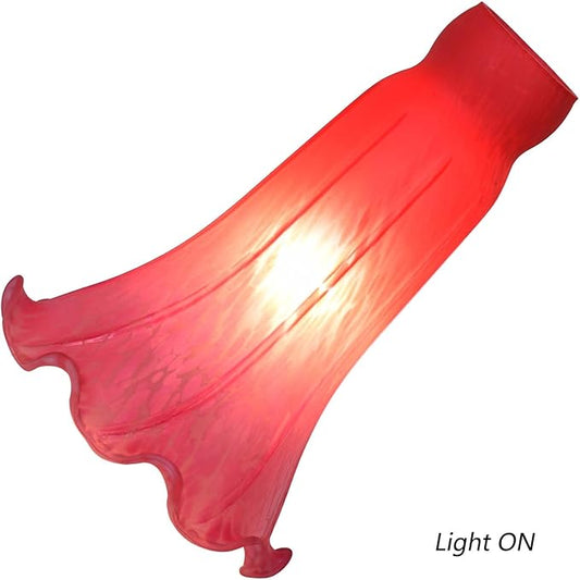 Bieye LS65 Lily Flower Blown Glass Lampshade (Red Pink, Opening I.D. 1.26" x O.D. 1.5")