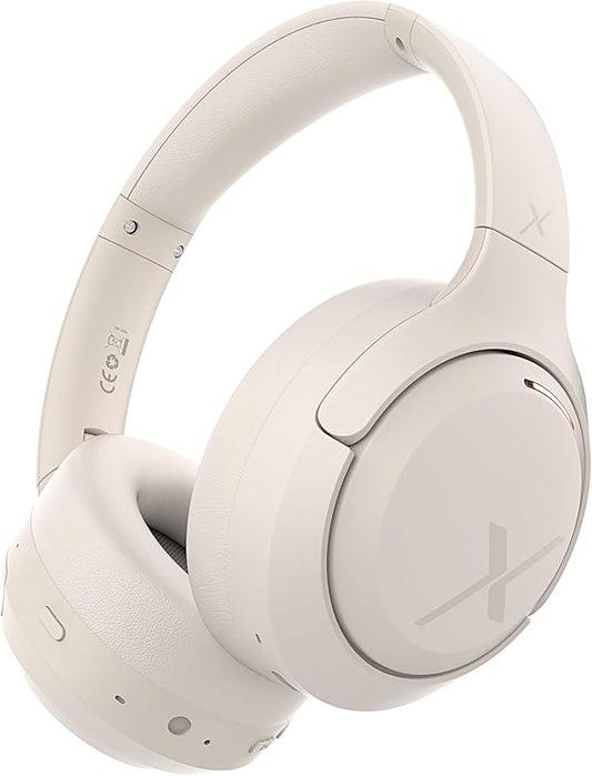 Riwbox Hybrid Active Noise Cancelling Headphones, Wireless Bluetooth Headset Over Ear, 60H Playtime, High-Fidelity, Foldable, Comfort&Immersion for Work, Commuting (White)