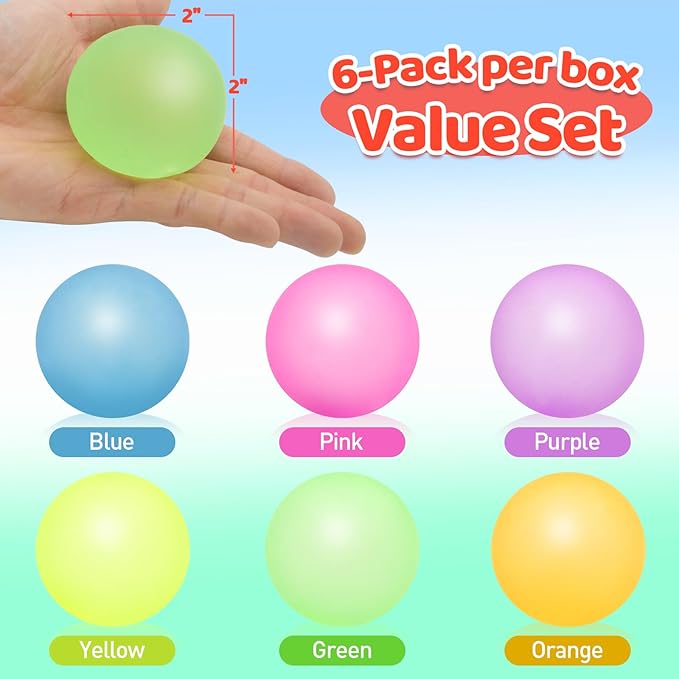 6 Pack Squishy Stress Balls Fidget Toys for Adults Kids, Sensory Stress Cube Anxiety Stress Relief Toy with Thick Substance, Slow Rising Calming Toys Stretchy for Classroom, Malt Sugar Ball