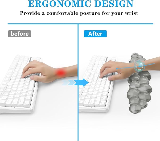 Gel Cloud Keyboard Wrist Rest, Cute Wrist Support and Arm Support Keyboard Rest for Keyboard Typing Pain Relief，Suitable for Office/Computer/Laptop/Gaming（Keyboard Wrist Rest Gray ）
