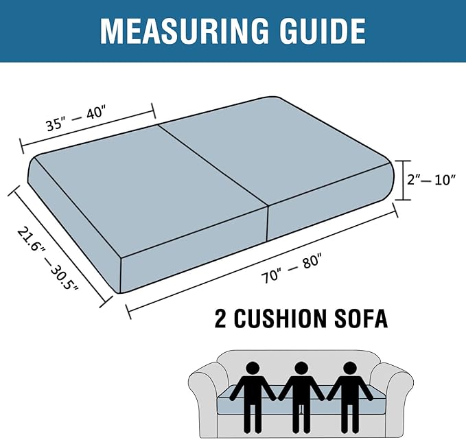 H.VERSAILTEX Super Stretch Individual Seat Sofa Covers Couch Cushion Covers Slipcover Sets Thick Jacquard Textured Twill Fabric (2 Piece Large, Grey)